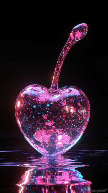 Pink Sparkle Glass Cherry Background
