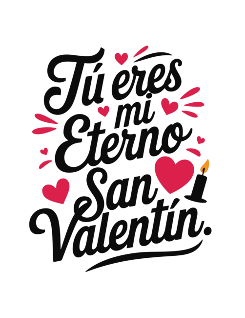 Pink and Black Spanish Valentines day card