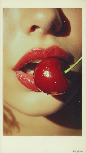 Polaroid Girl and Cherry Wallpaper