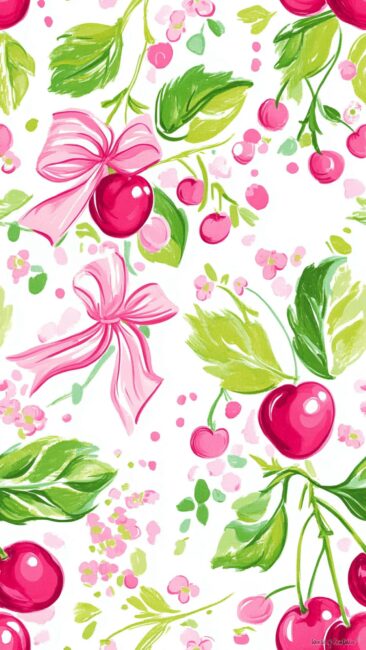 Pretty Cherry pattern Wallpaper