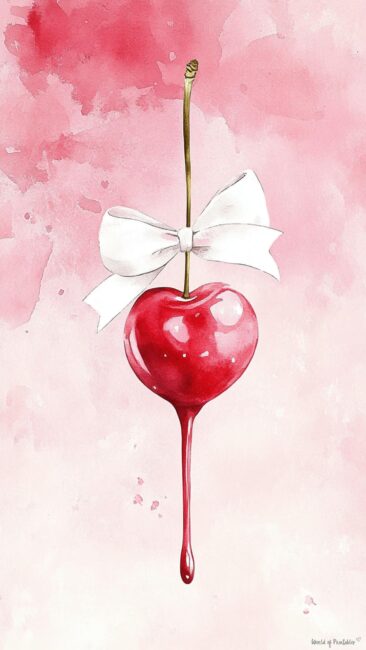 Pretty Dripping Red Cherry Watercolor Wallpaper