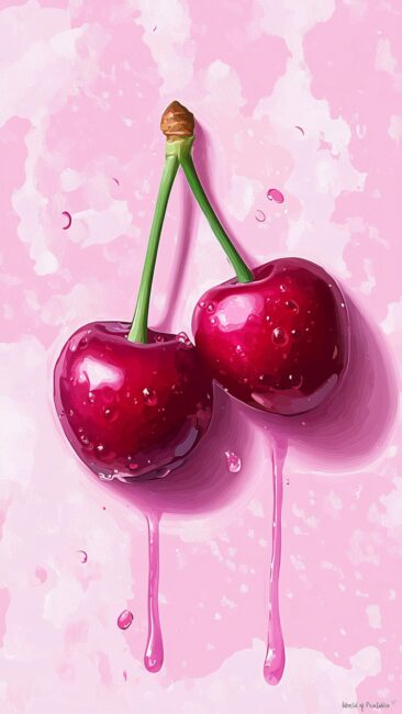 Pretty Pink Cherry Aesthetic Wallpaper