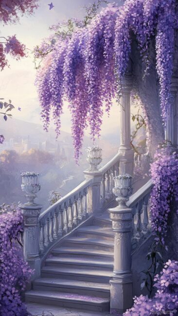 Purple Wisteria Rococo Aesthetic Wallpapers