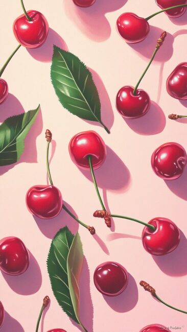 Realistic Cherry Pattern Background