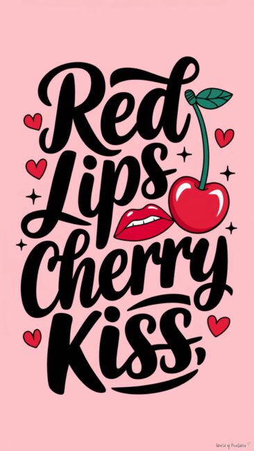 Red Lips, Cherry Kiss Wallpaper