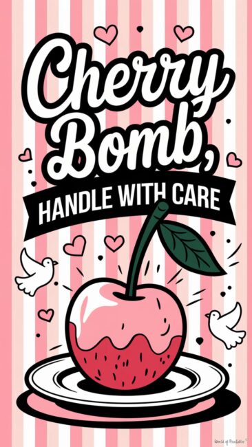 Retro Cherry B*mb Quote Wallpaper