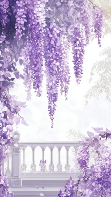 Rococo Floral Wallpapers of Purple Wisteria