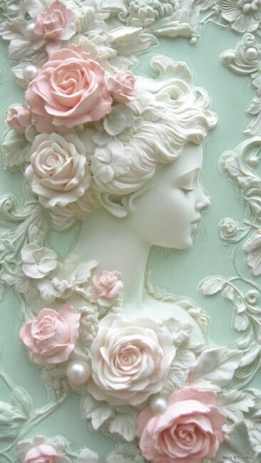 Rococo Phone Background Rose and Green