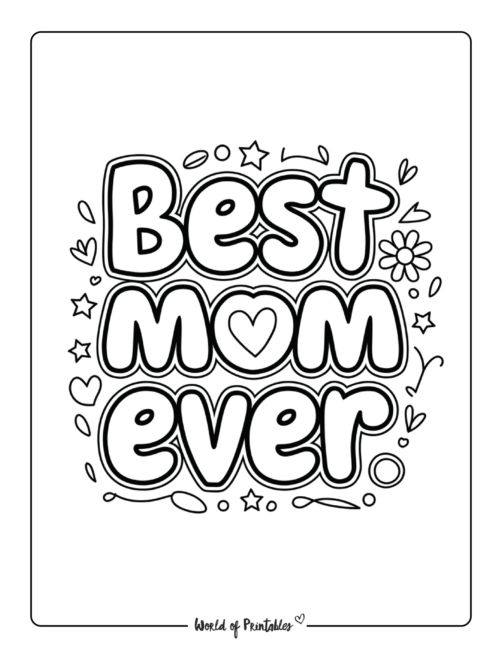 Simple Coloring Page for Kids to Mom on Mother’s Day