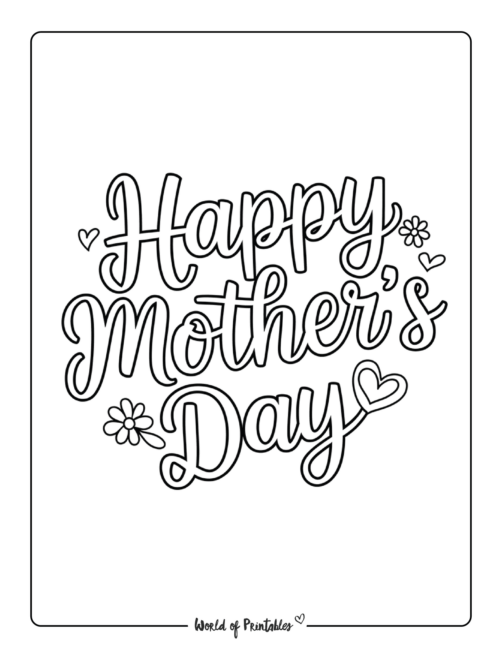 Simple Happy Mothers Day Coloring Page
