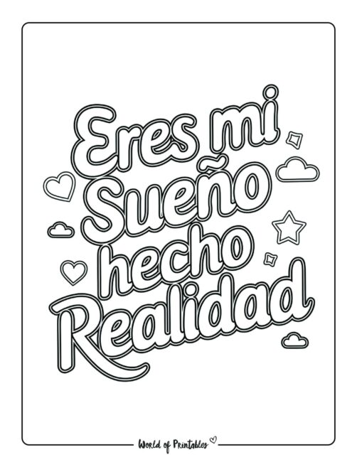 Simple Spanish Valentine&rsquo;s day coloring pages