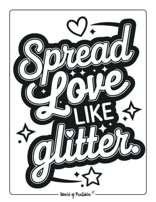 Spread love like glitter Valentine&rsquo;s day coloring page