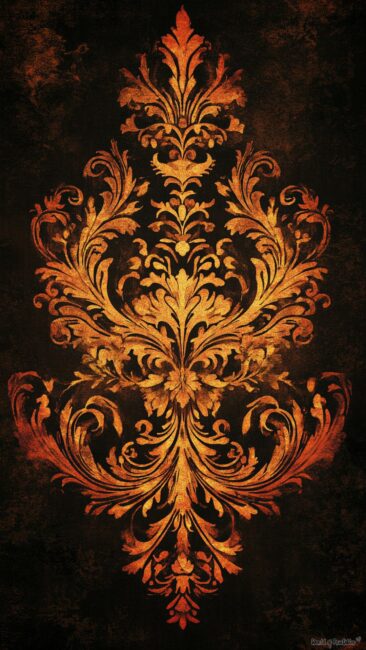 Symmetrical Damask Rococo Phone Wallpapers