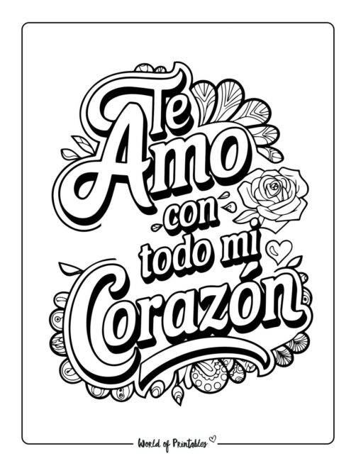 Te Amo Valentine&rsquo;s day coloring pages