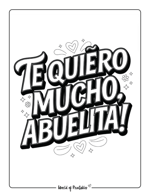 Te Quiero Mucho Abuelita Coloring Page