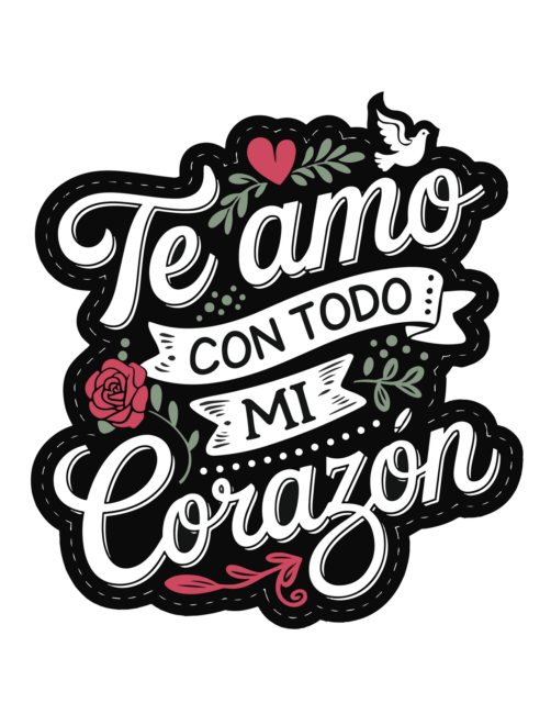 Te amo con todo mi corazon Printable Spanish valentines day card