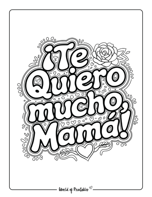 Te quiero mucho, mamá imprimible del Día de las Madres
