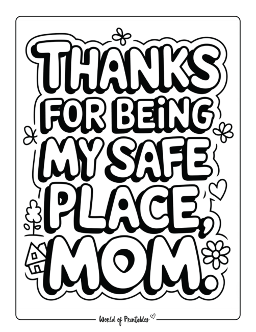 Thank You Mom Coloring Page for Kids to Color