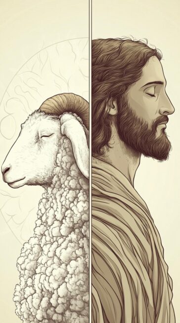 The sheep and Jesus Wallpaper