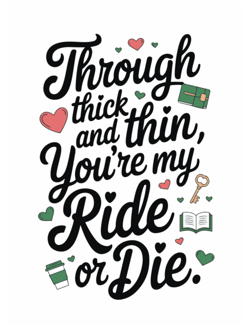 Through thick and thin, you&rsquo;re my ride or die valentines day card
