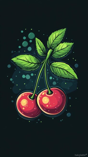Two Cherries Cartoon Wallpaper