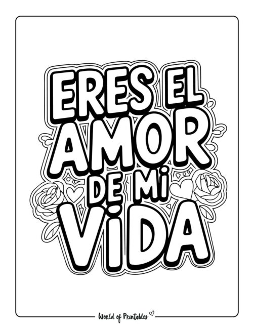 Valentine&rsquo;s day coloring in Spanish