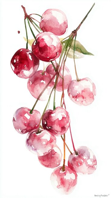 Watercolor Cherry Aesthetic Wallpaper