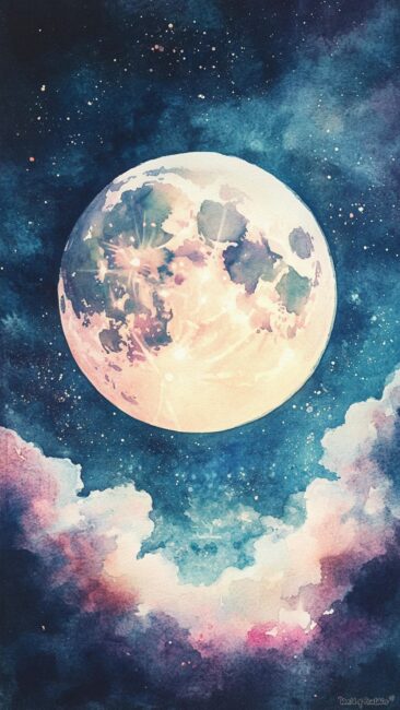 Watercolor Moon Aura Wallpapers for Phone