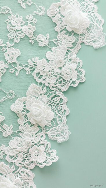 White Lace Light Green Rococo Aesthetic Wallpapers