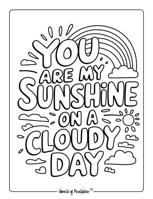 You are my sunshine Valentine&rsquo;s day coloring page