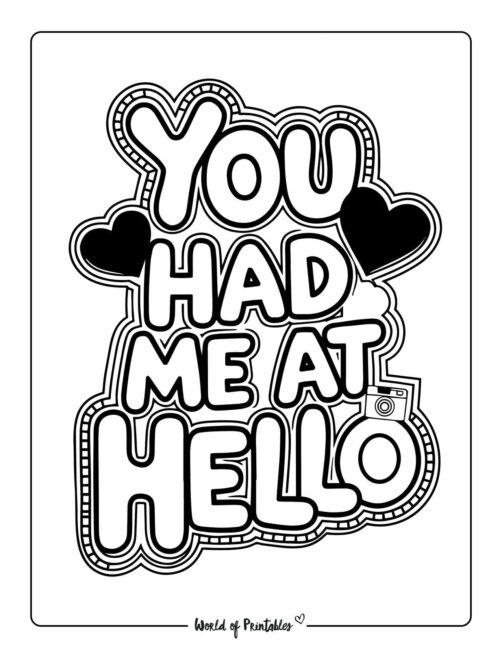 You had me at hello Valentine&rsquo;s day coloring page