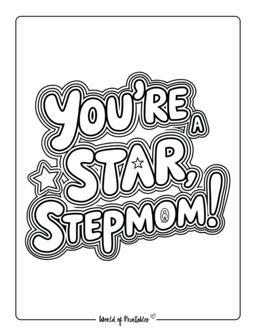 You&rsquo;re A Star Stepmom Coloring Page Printable