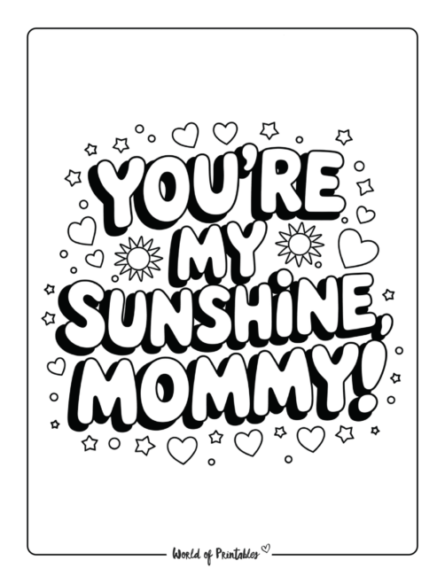 You&rsquo;re My Sunshine, Mommy Coloring Page for Kids
