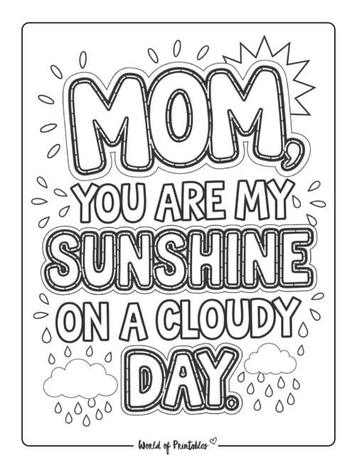 You&rsquo;re My Sunshine on a cloudy day Coloring Page for Kids