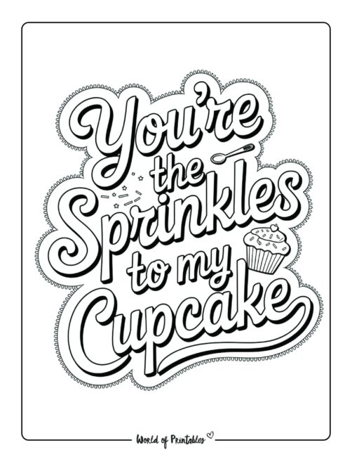 You&rsquo;re the sprinkles to my cupcake Valentine&rsquo;s day coloring page