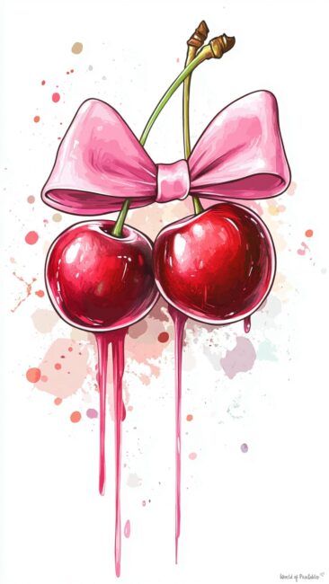 artistic-cherry-drip-with-pink-bow
