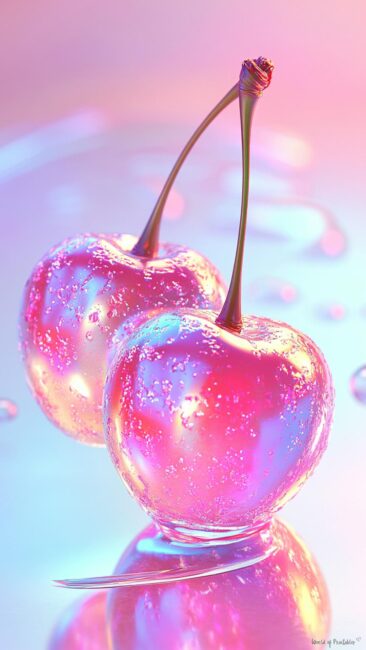 cherry-aesthetic-glass-cherries-pastel-background-wallpaper
