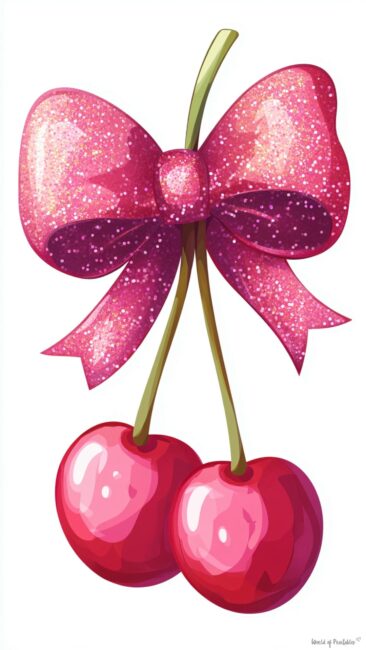 cherry-aesthetic-wallpaper-glitter-bow-and-pink-cherries-background