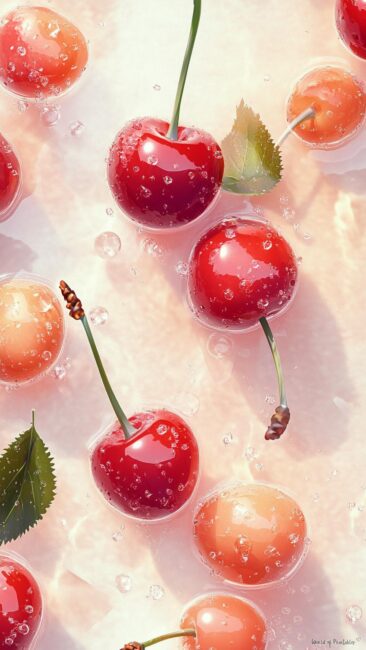 cherry-and-peach-water-bubble-wallpaper