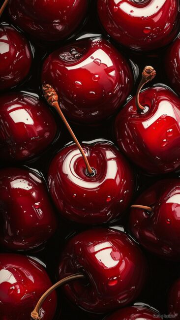 dark-cherry-red-water-droplets-wallpaper
