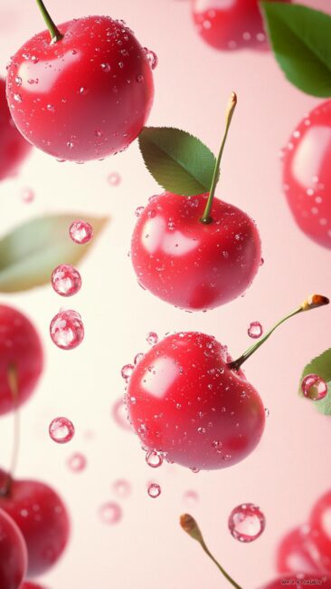 fresh-cherry-water-drops-aesthetic