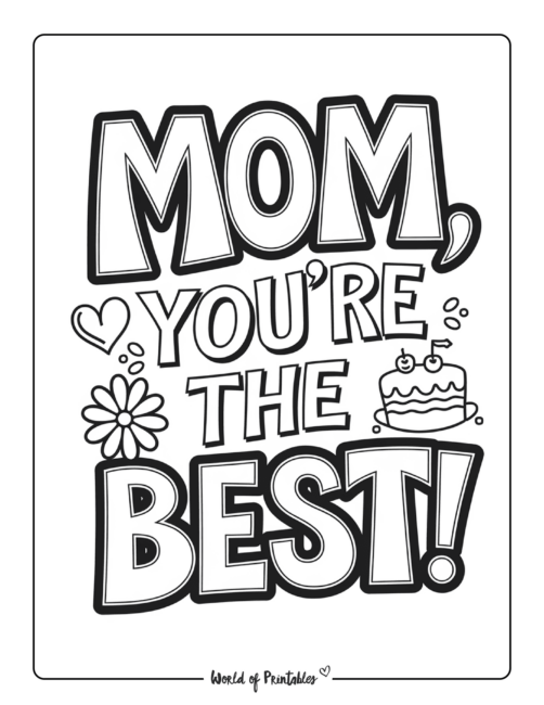 mom, you&rsquo;re the best printable coloring page for kids