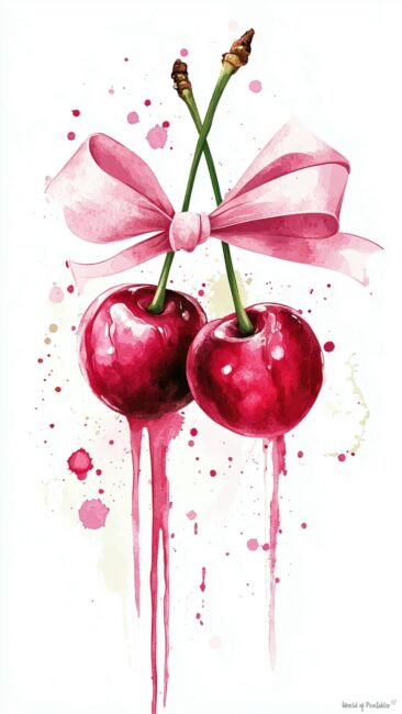 pink-bow-cherry-watercolor-drip