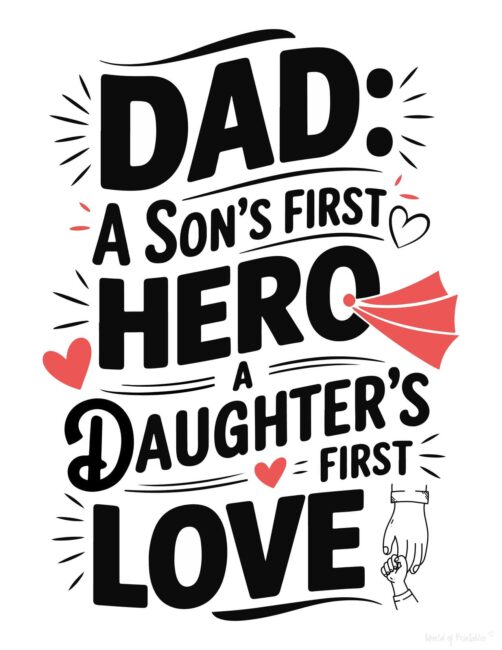 A Son&rsquo;s First Hero Fathers Day Card Printable