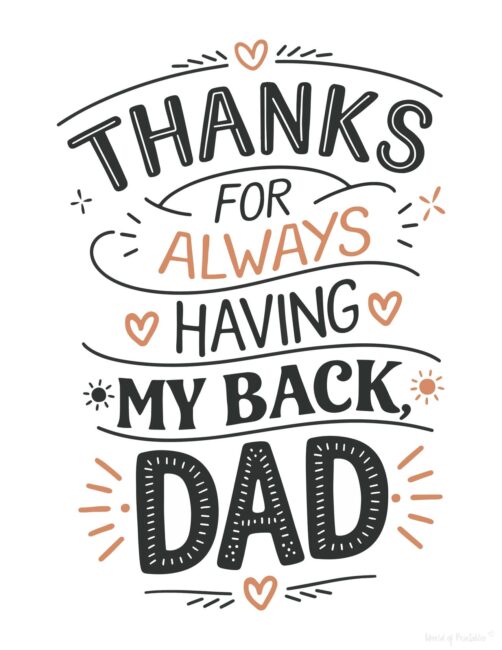 Always having my back Best printable Father’s Day card