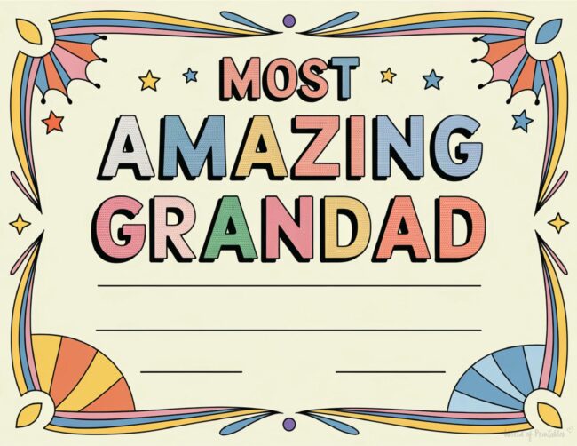 Amazing Grandad award certificate