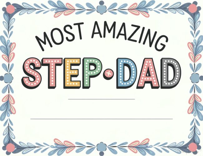 Amazing Stepdad Father’s Day appreciation certificate