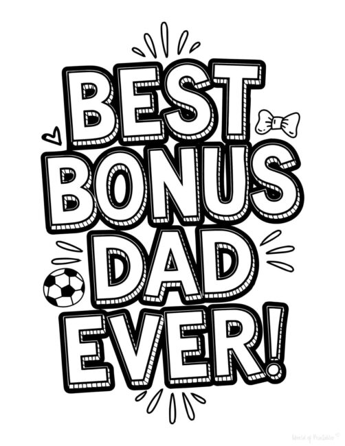 Best Bonus Dad Printable Father’s Day card to color