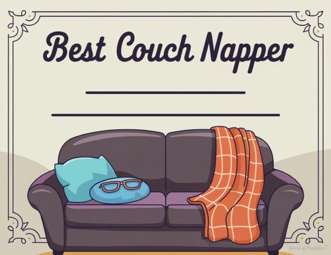Best Couch Napper Father’s Day certificate printable