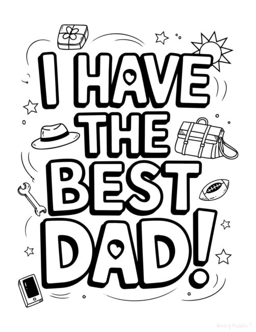 Best Dad Free Father’s Day coloring card